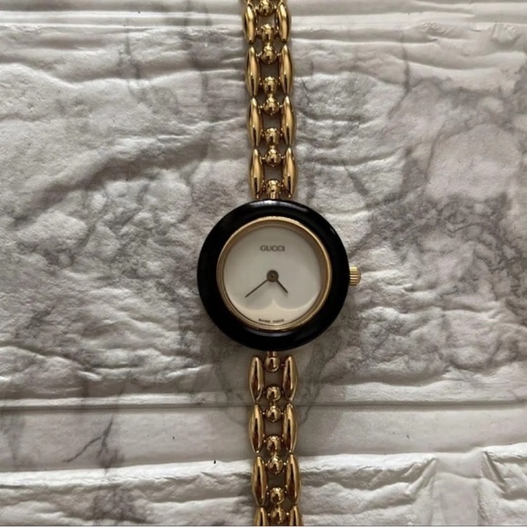 Gorgeous 14k Gold Plated Gucci Bezel Watch Bracelet - Picture 5 of 6